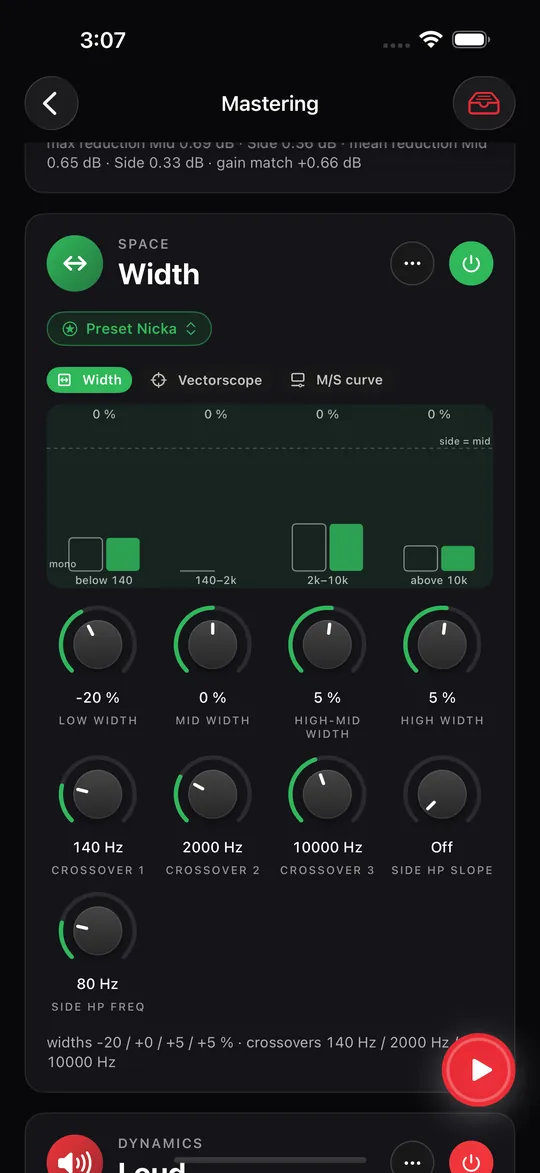 The Clios Width plugin inside Prompt Maschine